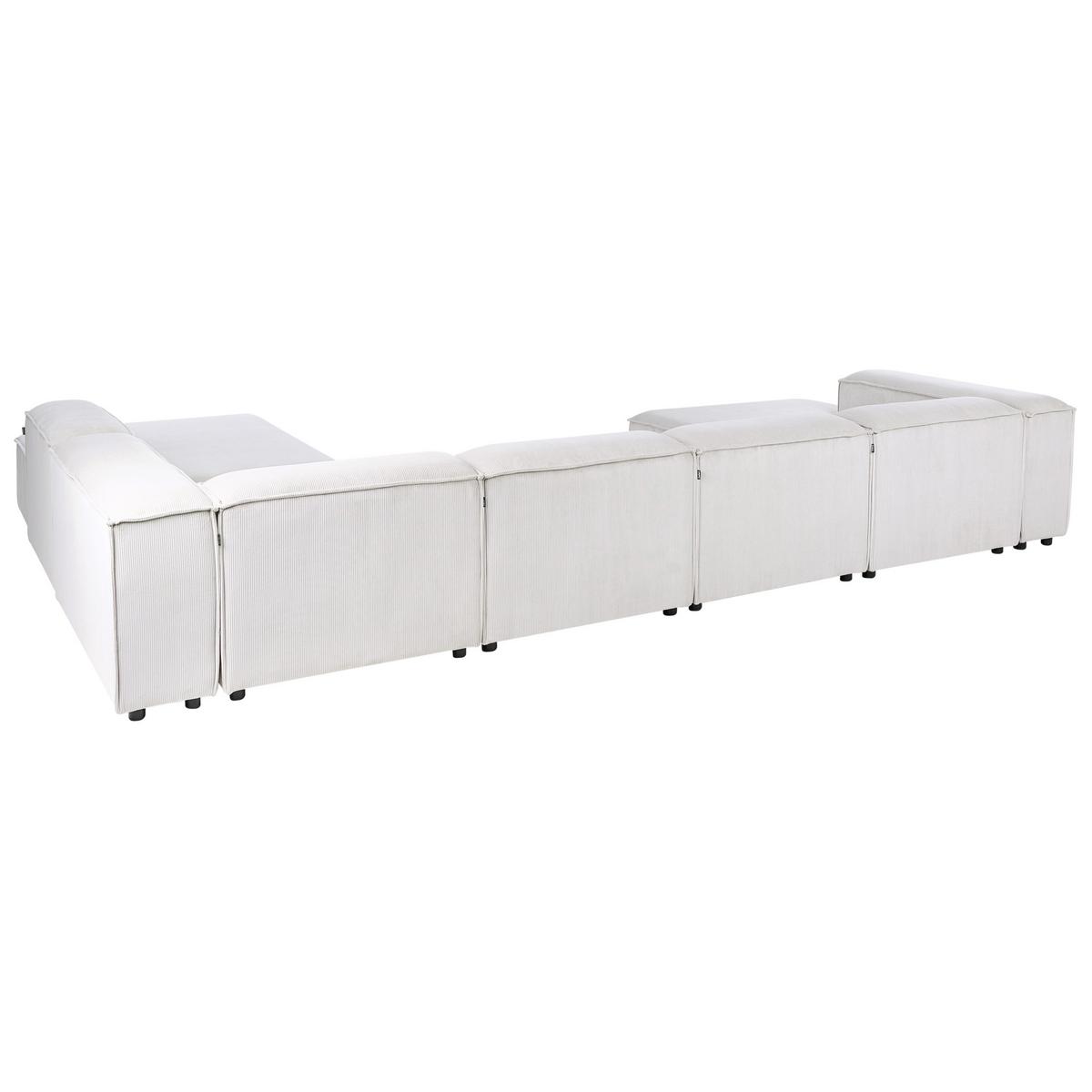 ECKFSOFA Modul 5-Sitzer linksseitig Cremeweiß Cord Ardal - Creme/Schwarz, Textil (414/269cm) - Beliani