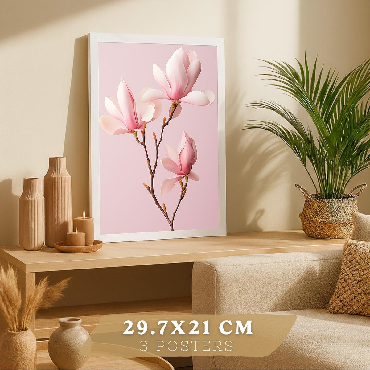 POSTER 3er-Set Wandbilder Orchidee Marmor modern Wohnzimmer Deko, Schlafzimmer, Küche, Badezimmer Weißer Rahmen A3 - Weiß, Papier (29.7/1/42cm) - Nacnic