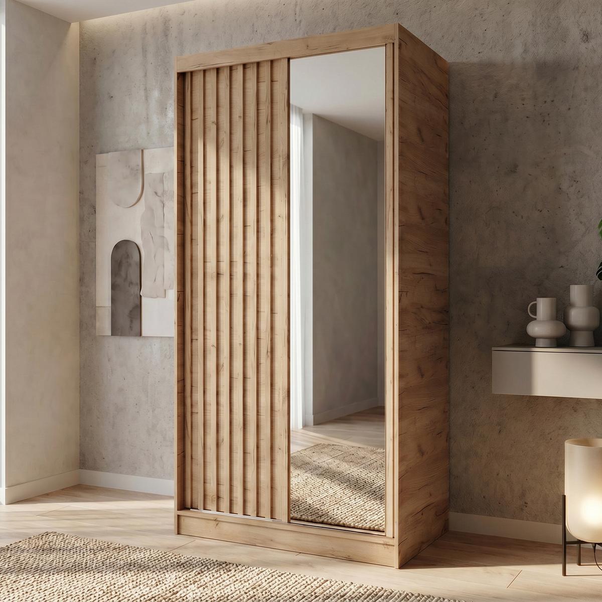 SCHWEBETÜRENSCHRANK Donatello mit 2 Türen. 100 cm, eiche Artisan - Eiche Artisan, Holzwerkstoff (100/205/60cm) - Beautysofa