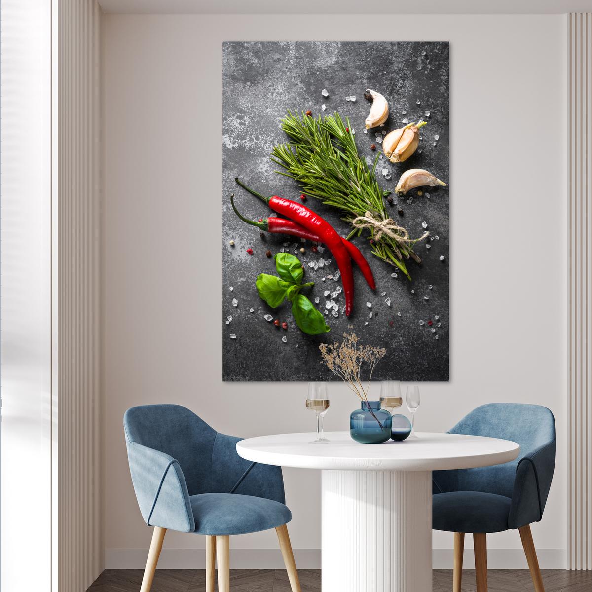 POSTER Pfeffer - Kräuter - Gewürze - Beton 80x120 cm - Dunkelgrau, Papier (80/120/0.1cm) - MuchoWow