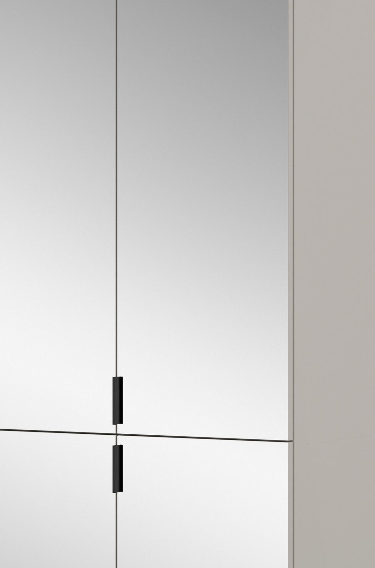 GARDEROBENSCHRANK in Kaschmir 61 x 193 cm, Flurschrank mit Spiegel - Kaschmir/Schwarz, Glas/Holzwerkstoff (61/193/34cm) - Inn.Furn