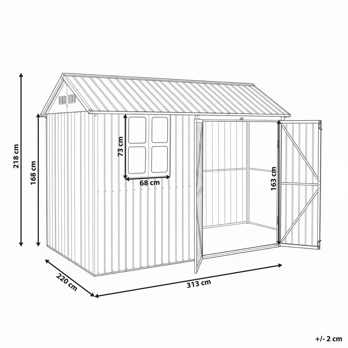 GERÄTEHAUS 313 cm 220 cm Braun Nocciano - Dunkelgrau/Braun, Metall (313/218/220cm) - Beliani