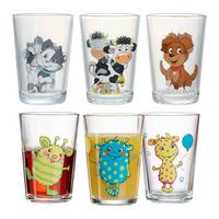 KINDERGLÄSER Hoftiere und Monsterchen bunt 205 ml 6-tlg. - Multicolor, Glas (0.205L) - Ritzenhoff Breker