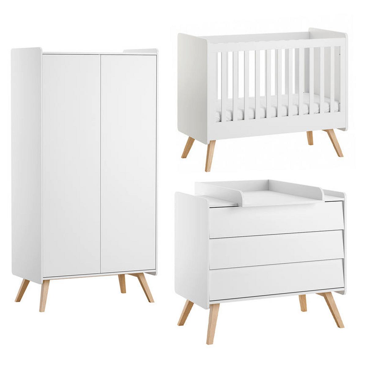 BABYZIMMER 3-teilig Vintage Weiß - Weiß, Holzwerkstoff (125/103/65cm) - Petits-meubles
