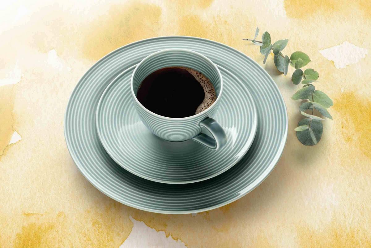 MILCHKAFFEETASSEN MIT UNTERTASSEN Beat Color Glaze Arktisblau 350 ml 6er Set - Blau, Keramik (16.7/9.3/16.7cm) - Seltmann Weiden