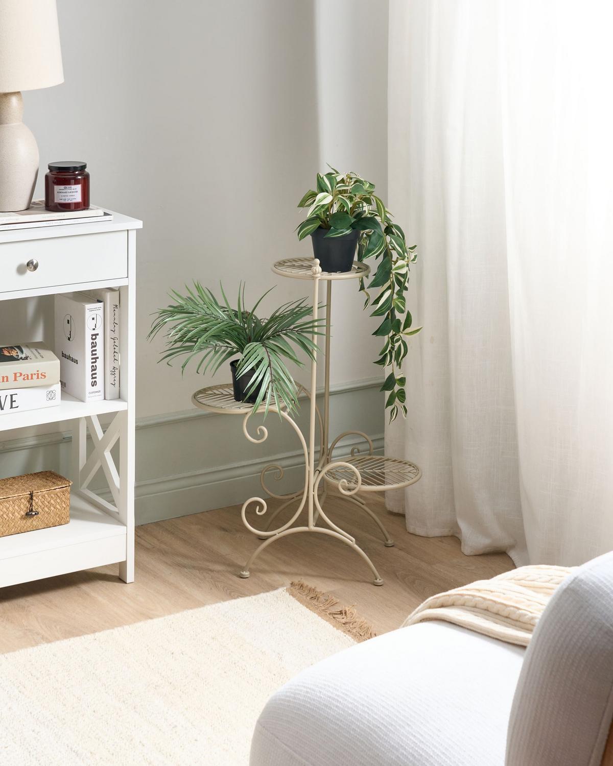 PFLANZENSTÄNDER Beige Asagao - Beige, Metall (71cm) - Beliani