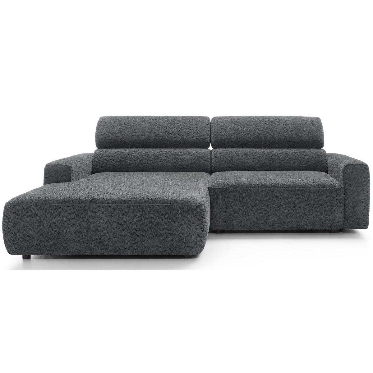 ECKSOFA Fando Dunkelgrau Chenille - Dunkelgrau/Schwarz, Kunststoff/Textil (252/182cm) - Selsey