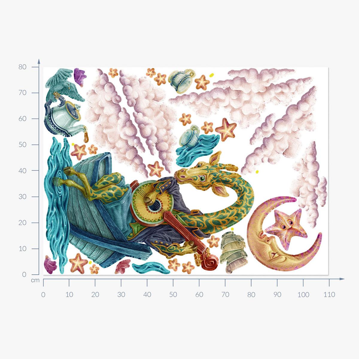 WANDAUFKLEBER 80x110cm - Märchentiere - Multicolor, Kunststoff (80/110/0.1cm) - Wallfluent