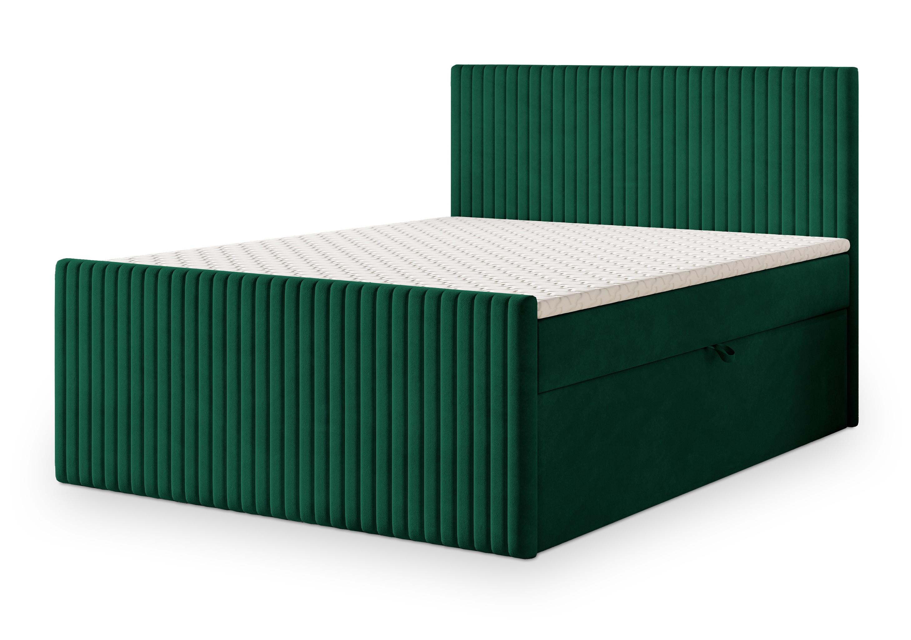 BOXBETT TERVAN 140x200 cm mit Matratze und Topper - Grün - Grün, Holz (140/200cm) - MASSENO
