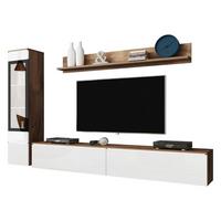 WOHNWAND Vera I mit weißer LED Beleuchtung - Silberfarben/Multicolor, Holzwerkstoff/Kunststoff (33/30/180cm) - MIRJAN24