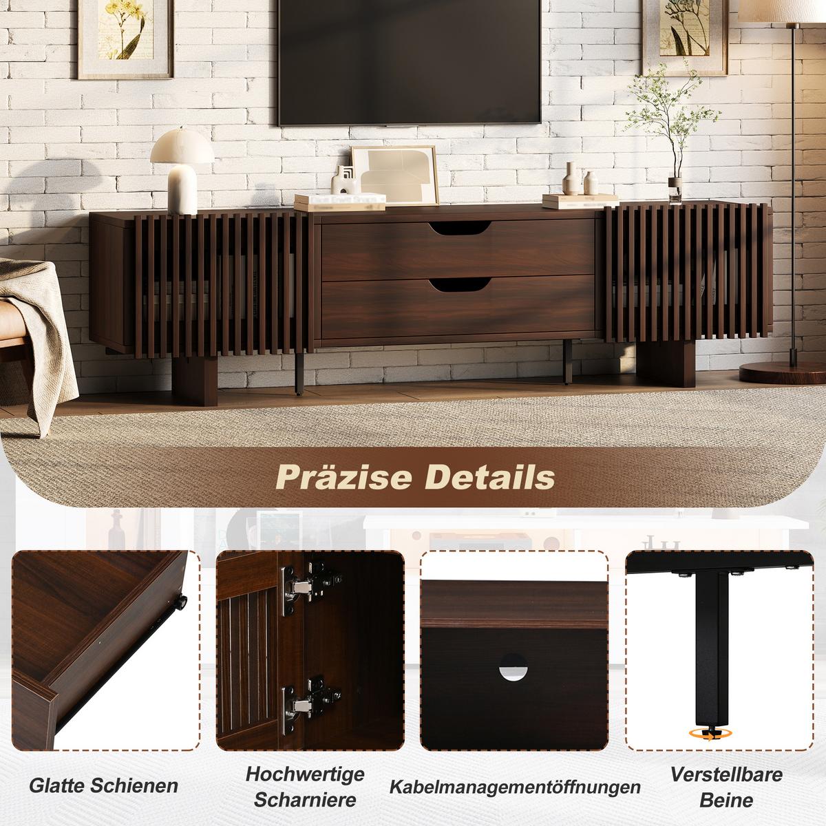 TV-LOWBOARD Walnuss-Optik 180 cm für Fernseher bis 75 Zoll - Alteiche, Holzwerkstoff (180/45/40cm) - Urban Meuble