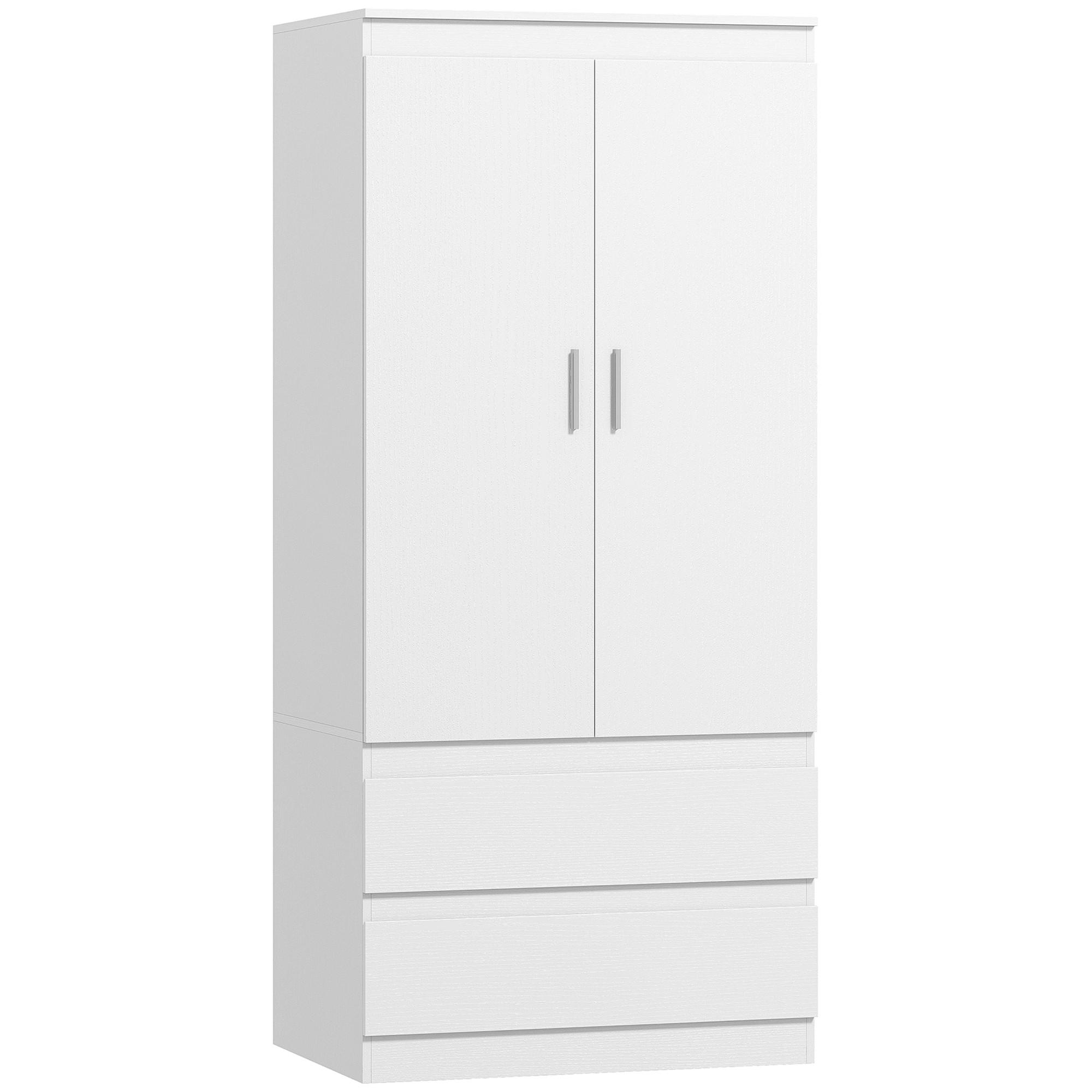 KLEIDERSCHRANK Spanplatte MDF Weiß - Weiß, Holzwerkstoff (55/177.5/80cm) - HOMCOM