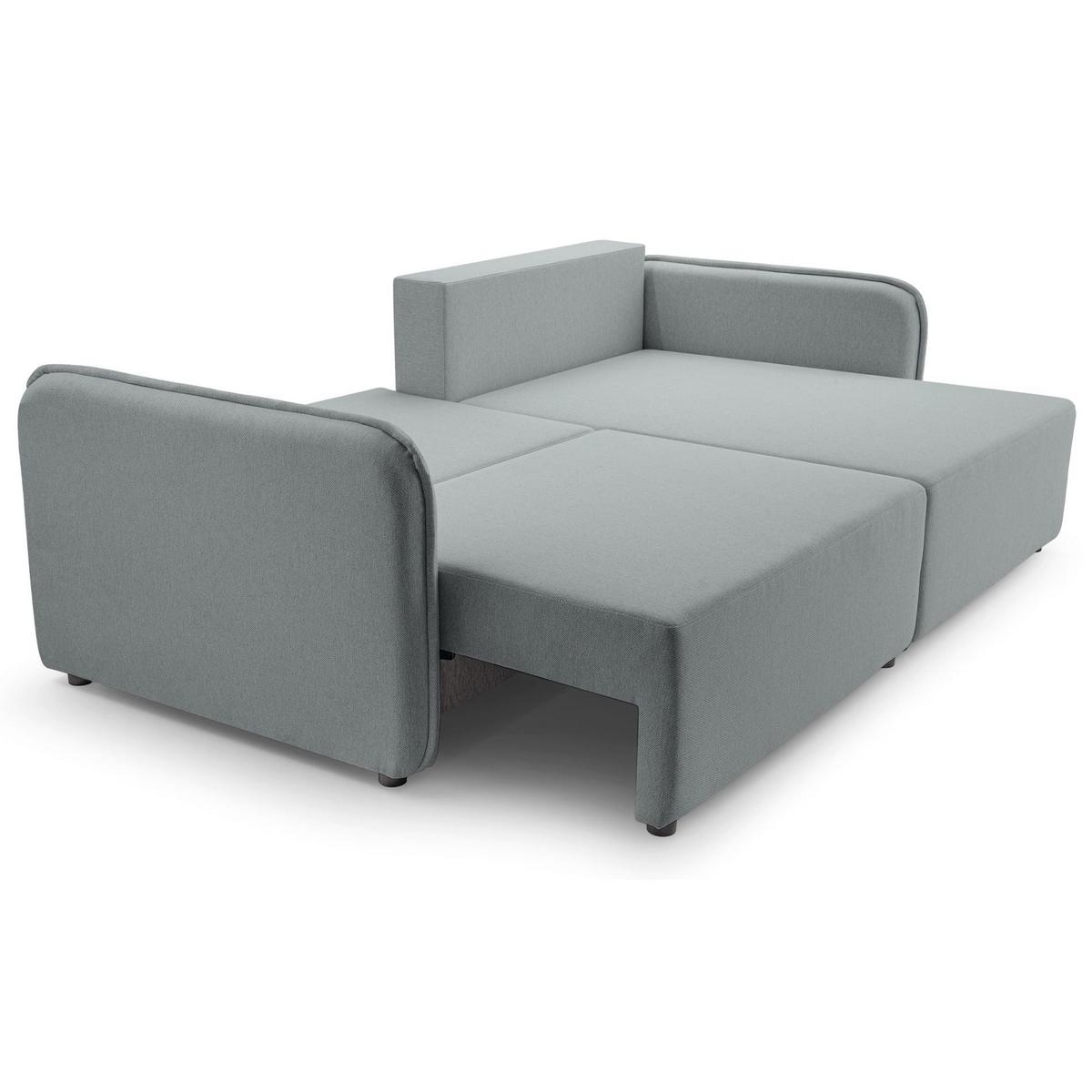 ECKSOFA Kassian, Hellgrau Strukturstoff, rechtsseitig - Hellgrau/Schwarz, Kunststoff/Textil (147/227cm) - Selsey