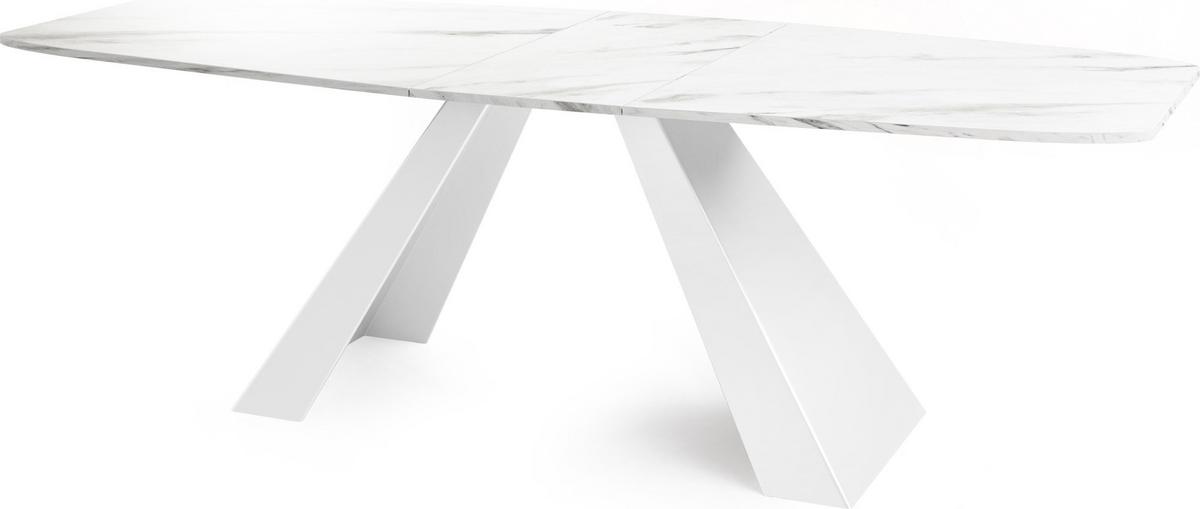 ESSTISCH Monte Weiß rechteckig ausziehbar, Marmor Weiß 160-200/80/76 cm - Ecru/Weiß, Holzwerkstoff/Metall (80/198/76cm) - WFL GROUP