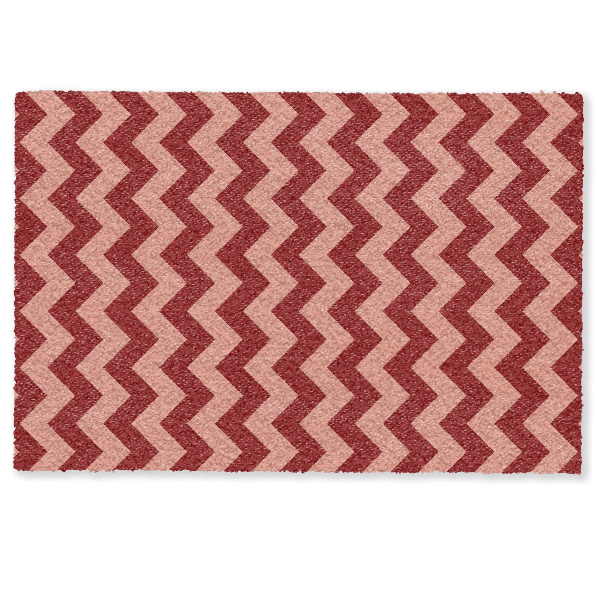 FUSSMATTE Zickzack - Streifen - Muster - Rot Schmutzfänger 90x60 cm - Bordeaux, Kunststoff (90/0.4cm) - MuchoWow