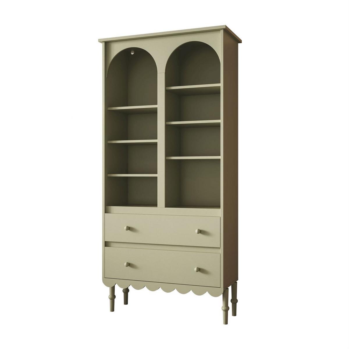 BABYREGAL BABUSHKA – Hohes Kinderregal, Olivgrün - Olivgrün, Holzwerkstoff (84/183/37cm)