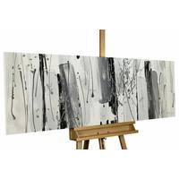 ACRYLBILD HANDGEMALT 150/50 cm - Schwarz/Grau, Holz/Textil (150/50cm) - KUNSTLOFT
