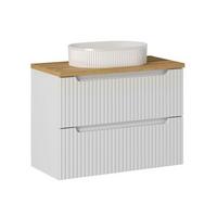WASCHTISCH 80.4cm Riva Weiß und Holz - Weiß, Holzwerkstoff (80.4/59/40cm) - Petits-meubles
