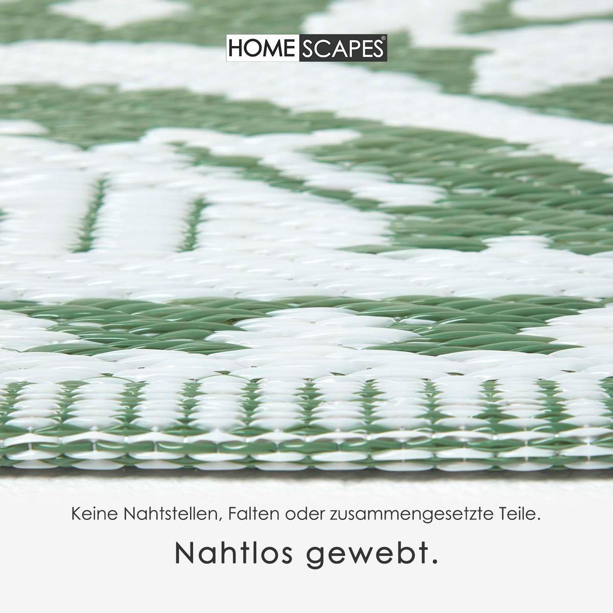 OUTDOORTEPPICH floral gemustert 122/182 cm - Weiß/Grün, Kunststoff (122/182cm) - Homescapes