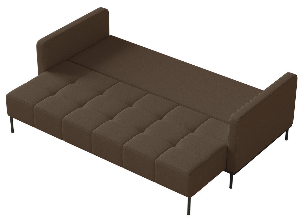 SCHLAFSOFA Skilia mit Schlaffunktion, 3-Sitzer 224 cm - Schwarz/Braun, Textil/Metall (224/85/102cm) - Selsey