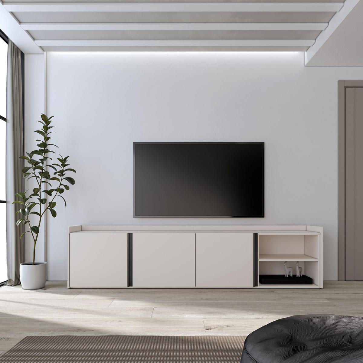 LOWBOARD, Beige, 207/35/50cm - Beige, Holzwerkstoff (207/50/35cm) - Skraut Home