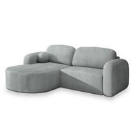 ECKSOFA AMILIA P L-S Hellgrau Kordstoff mit Schlaffunktion - Hellgrau, Holz (263/174cm) - MASSENO