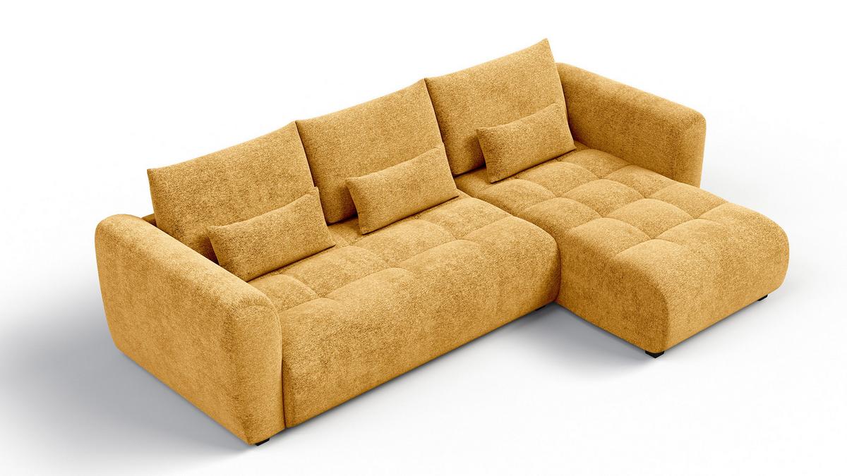 ECKSOFA SORENO 4-Sitzer, gelb - Gelb/Schwarz, Holz/Textil (293/171cm) - Wozimo
