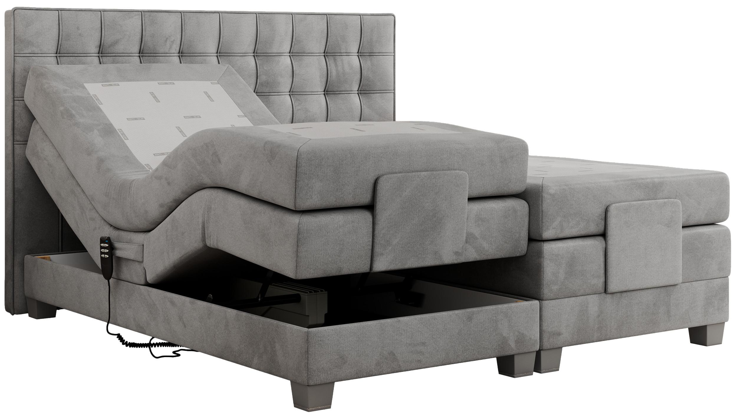 BOXBETT ELEKTRO 140/200 Hellgrau Velvet - H4 - Hellgrau, Holz/Textil (140/200cm) - MKS