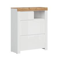 SCHUHMÖBEL Hella Weiß und Holz - Weiß, Holzwerkstoff (92/115/37cm) - Petits-meubles