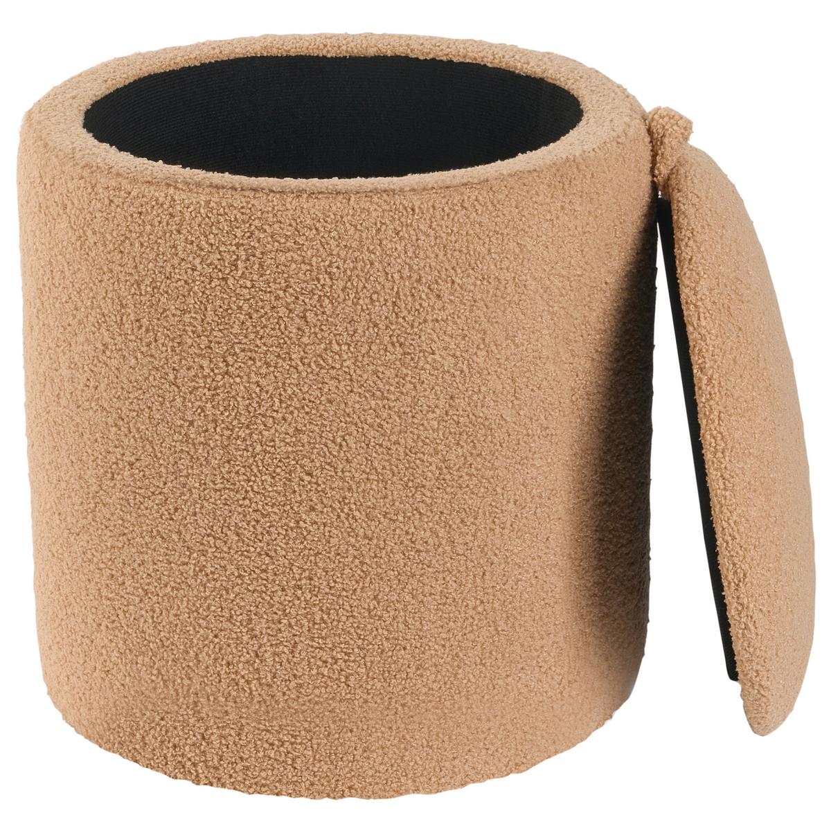 POUF 2er-Set Bouclé Hellbraun - Hellbraun, Textil (30/37/30cm) - Beliani