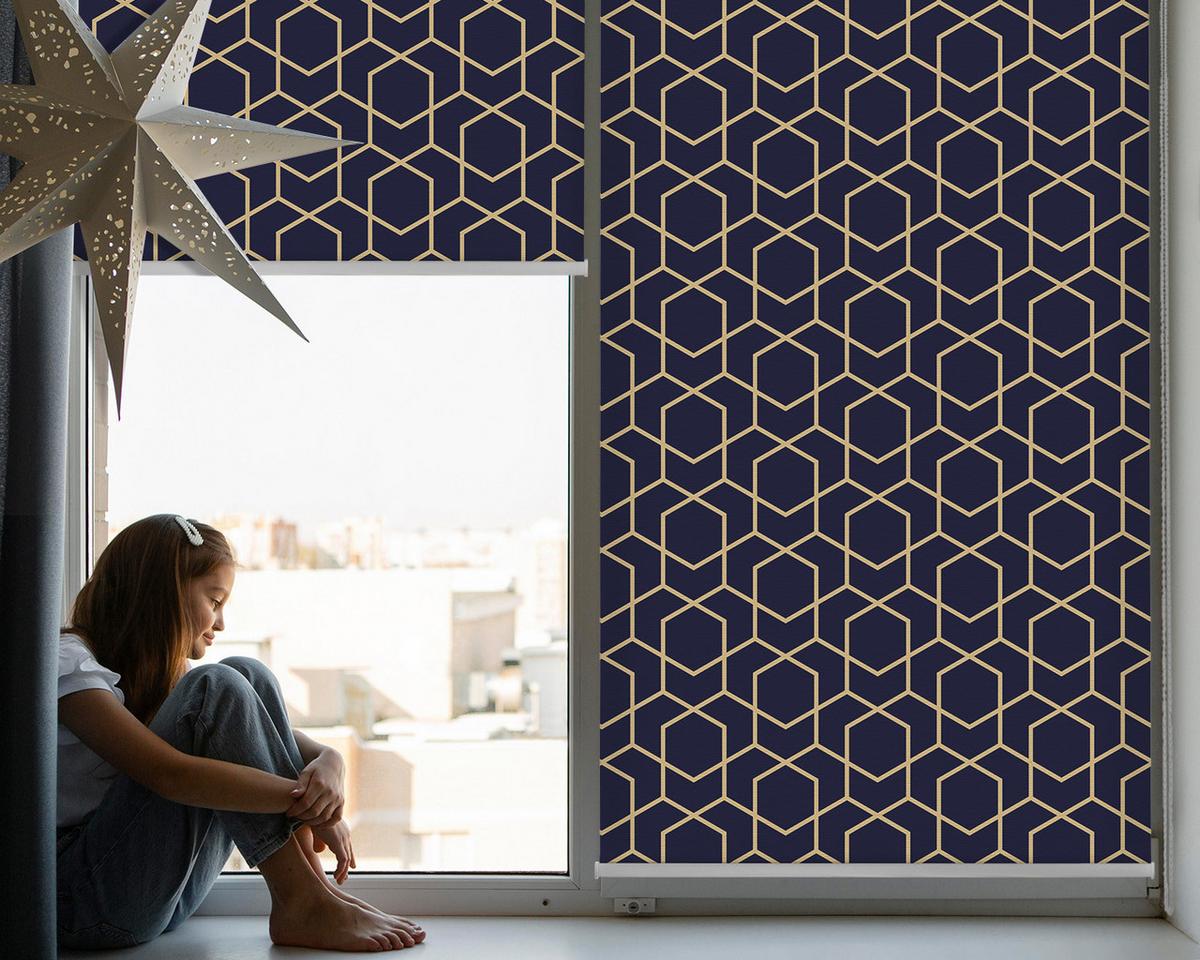 INNENROLLO - Fensterrollo - Rollo - 100x140 cm - 3D-Würfel - Gelb, Kunststoff (100/140/0.5cm) - TULUP