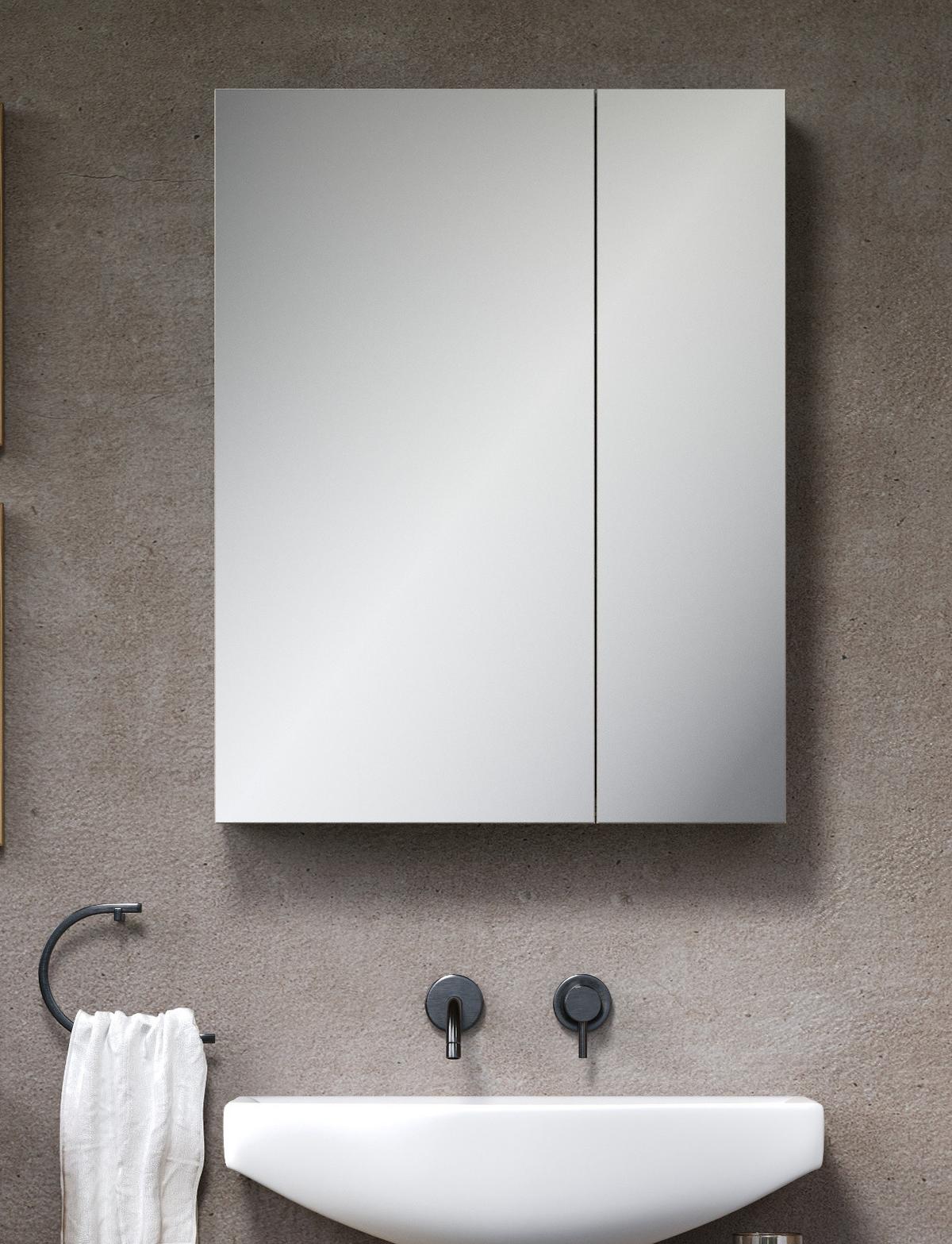 SPIEGELSCHRANK Kaschmir 60 x 77 cm, Badschrank 2-türig - Kaschmir/Silberfarben, Glas/Holzwerkstoff (60/77/17cm) - Top.Furn