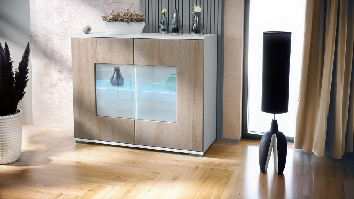 KOMMODE Grömitz Eiche sägerau - Eiche San Remo, Holzwerkstoff (92.5/75.5/35cm) - Vladon