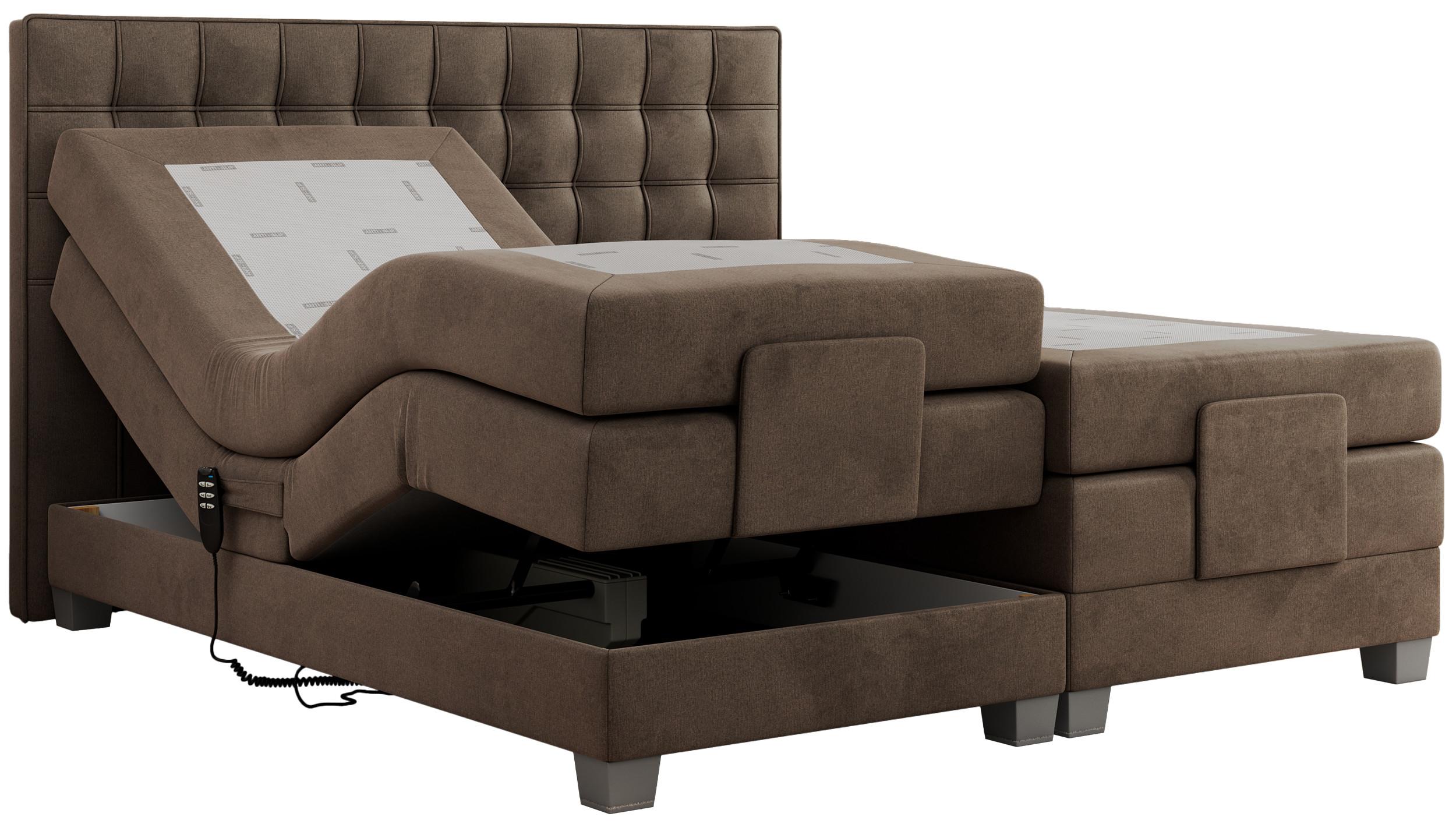 BOXBETT ELEKTRO 140/200 Braun Velvet - H4 - Braun, Holz/Textil (140/200cm) - MKS