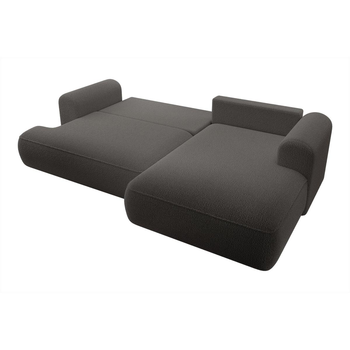 ECKSOFA Ovo Dunkelgrau Bouclé - Dunkelgrau/Schwarz, Kunststoff/Textil (165/260cm) - Selsey