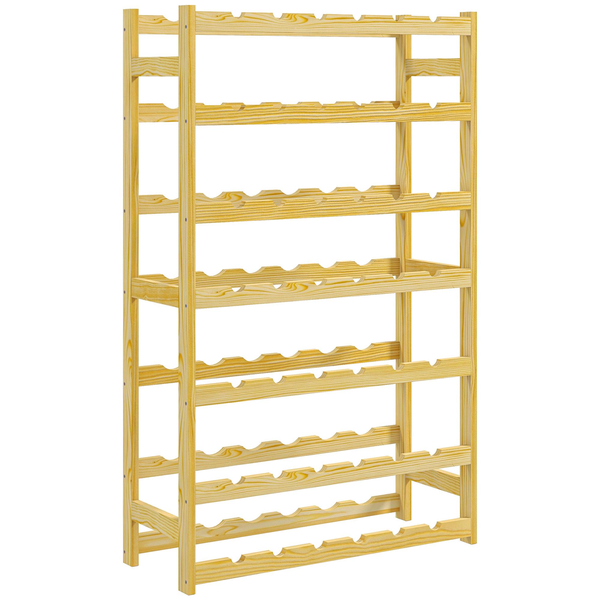 WEINREGAL, Kiefernholz, Naturholz - Naturfarben, Holz (25/102/63cm) - HOMCOM