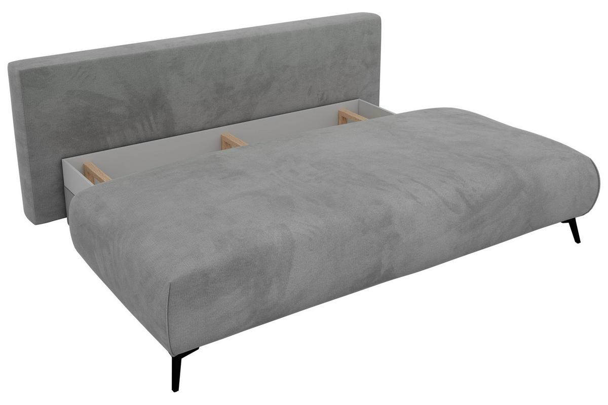 3-SITZER SOFA VIRENO - Hellgrau Velvet - Hellgrau/Schwarz, Textil/Metall (197/95/102cm) - MKS