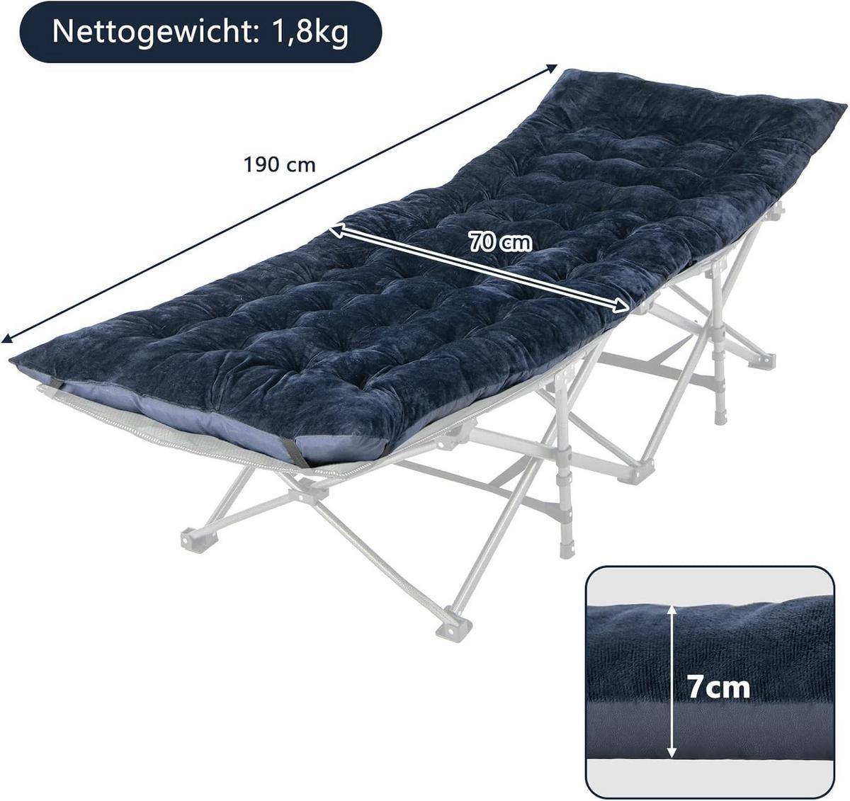BAUMWOLLE Auflage Blau - Blau, Textil - COSTWAY