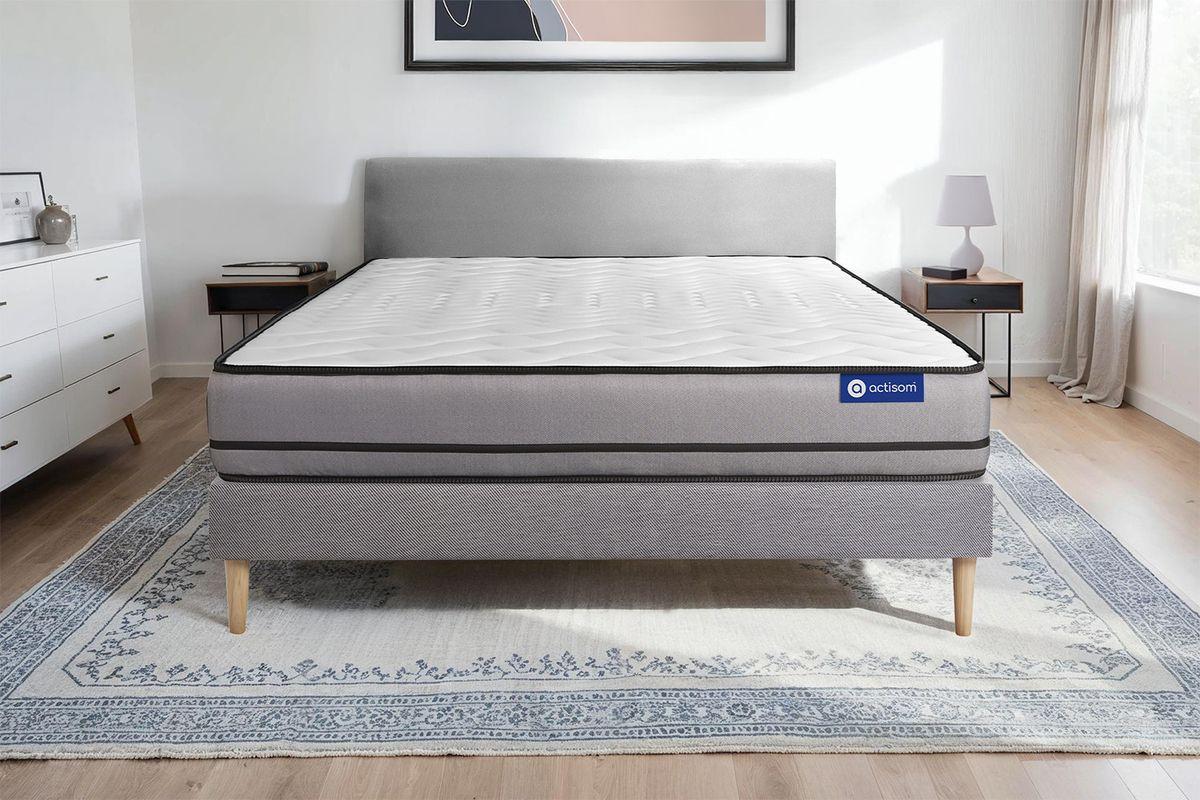 BETT Actimemo night Memory-Schaum 80 x 200 cm h4 - Kit Bettgestell Grau - Beige/Grau, Karton/Holz (80/200cm) - ACTISOM