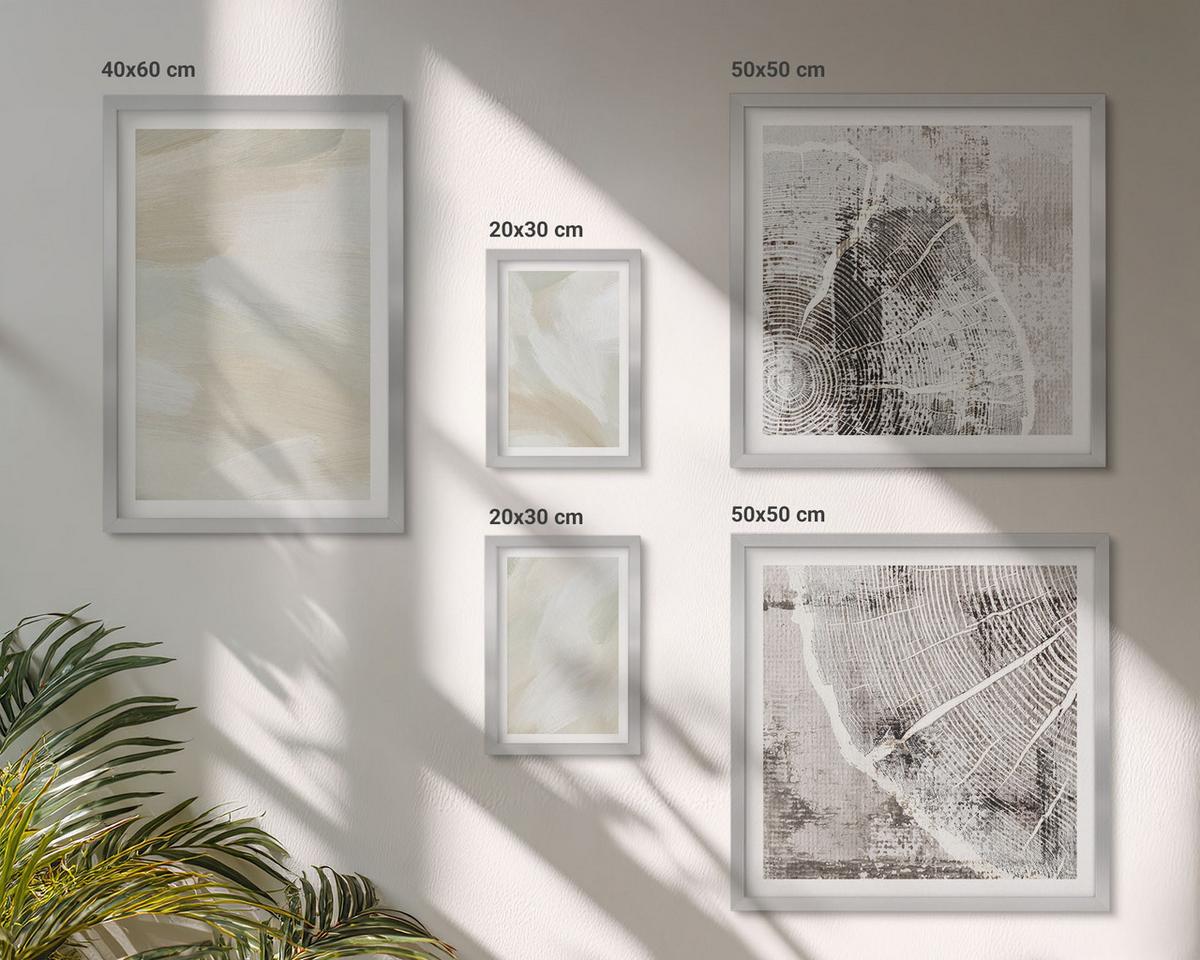BILDER SET 5er Set - 50x50 cm & 20x30 cm & 40x60 cm Silberner Rahmen - Minimalismus der Farbstruktur - Silberfarben, Kunststoff (40/60cm) - TULUP