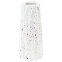 BLUMENVASE Steinzeug weiß Amaliada - Weiß, Stein (24cm) - Beliani