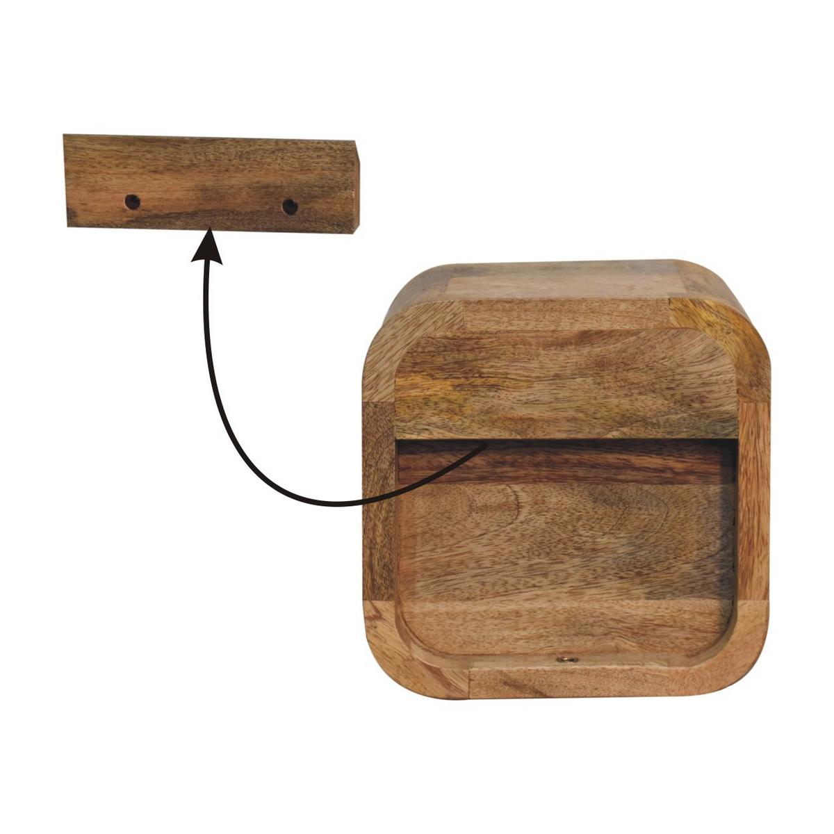 NACHTTISCH Petite, Wandmontiert, 1 Schublade, 1 offenes Fach, Beige - Beige/Messingfarben, Holz/Metall (20/20/17cm) - Artisan Furniture