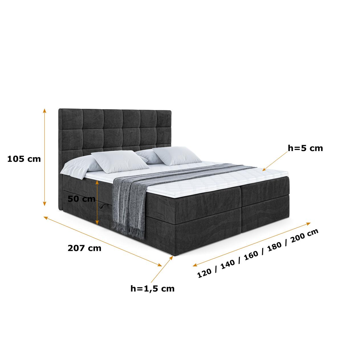 BOXBETT mit H4-Matratze und Lattenrost - APO - 160x200 Schwarz - Schwarz, Holzwerkstoff (160/200cm) - ALTDECOR