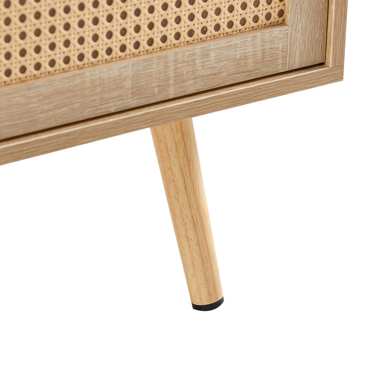COUCHTISCH rattanoptik holz natur schiebetür - Naturfarben, Holzwerkstoff (55/105/40cm) - Urban Meuble