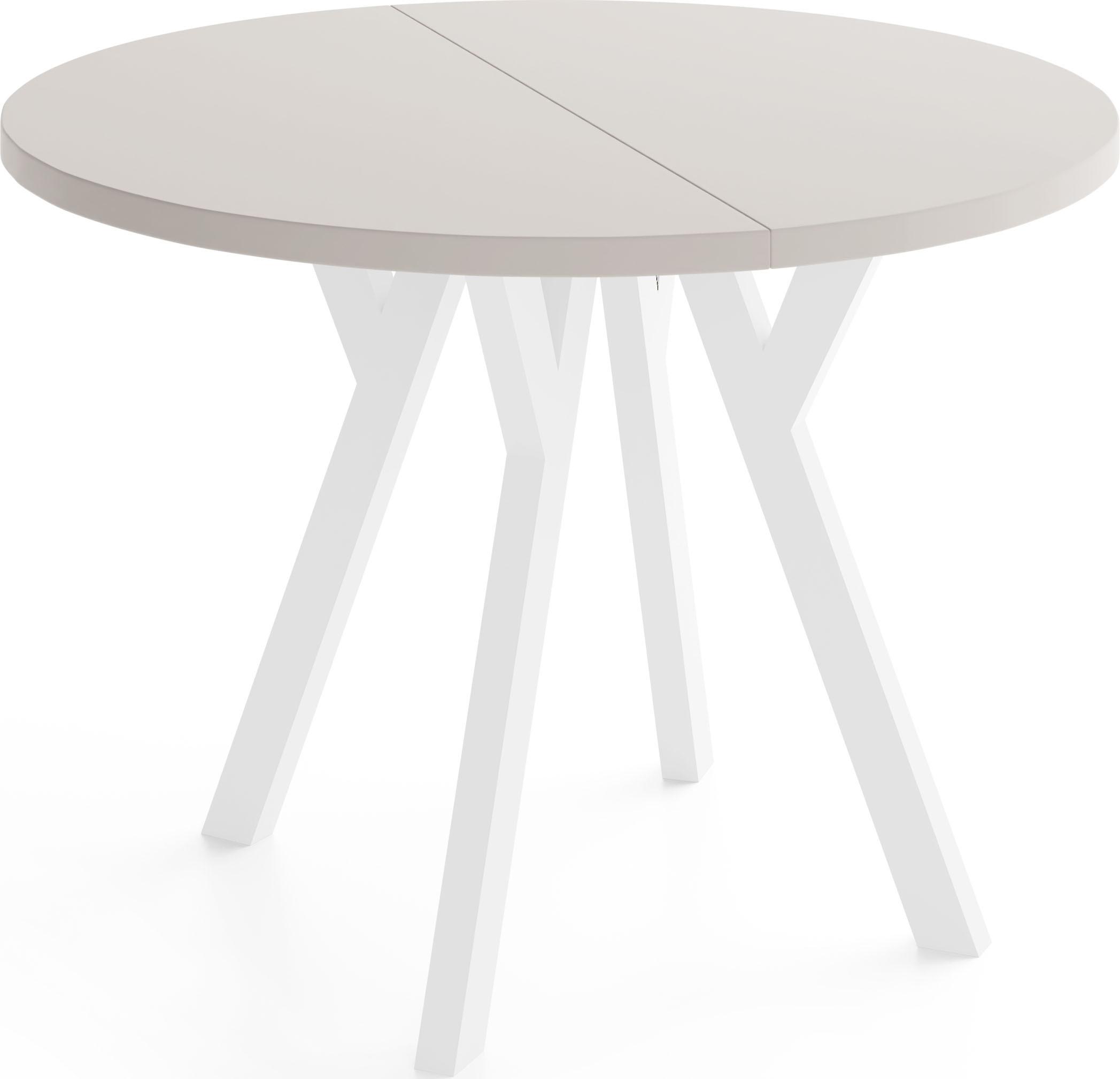 ESSTISCH Vero Weiß rund ausziehbar verlängerbar, Kaschmir 100-300/100/77 cm - Kaschmir/Beige, Holz/Holzwerkstoff (100/300/77cm) - WFL GROUP