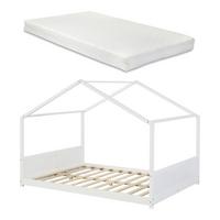 KINDERBETT Simo mit Matratze - Weiß, Holz (140/200cm) - [en.casa]