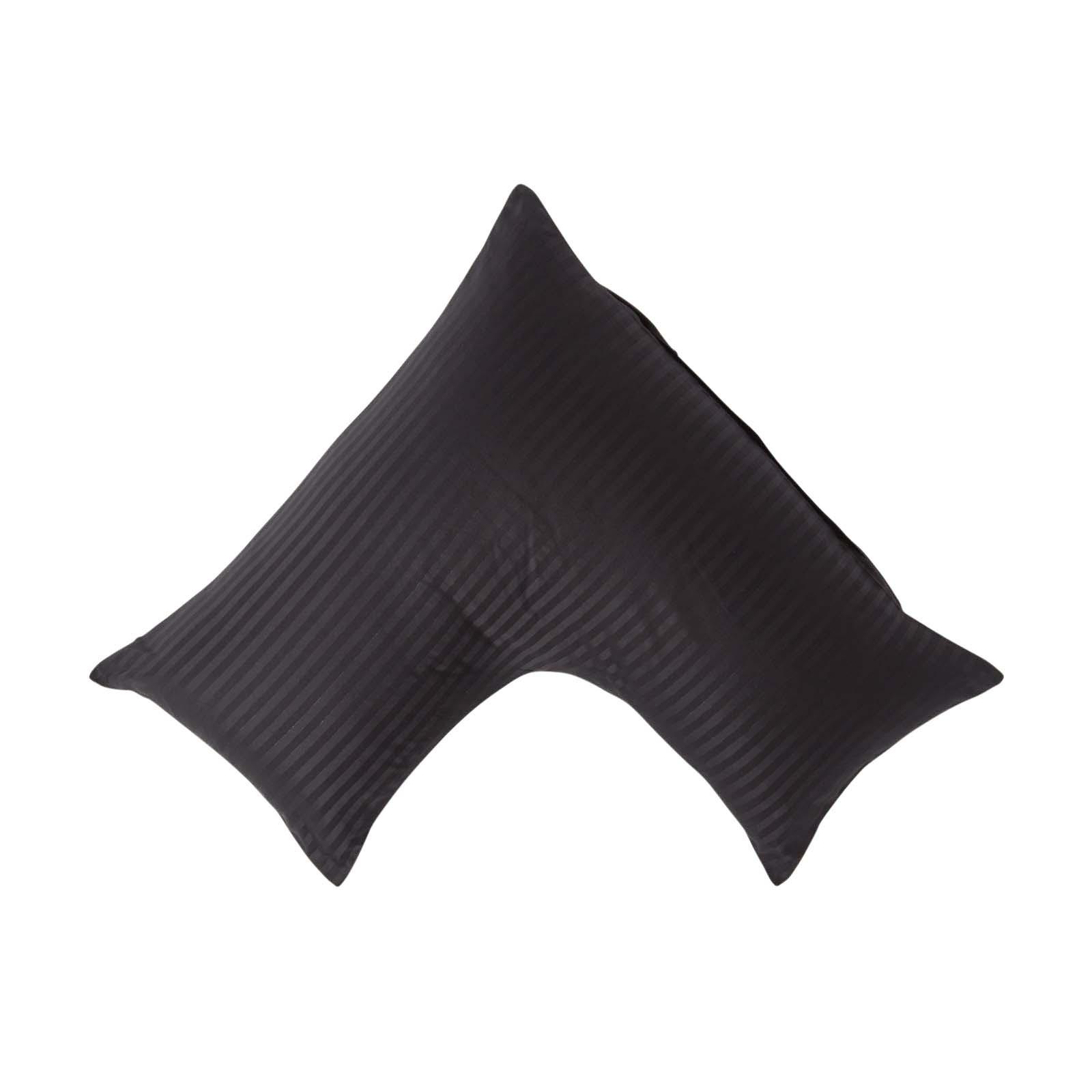 KISSENBEZUG für V-Form-Kissen, Damast-Streifen, Fadendichte 330 - Schwarz, Textil (38/76cm) - Homescapes