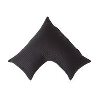 KISSENBEZUG für V-Form-Kissen, Damast-Streifen, Fadendichte 330 - Schwarz, Textil (38/76cm) - Homescapes