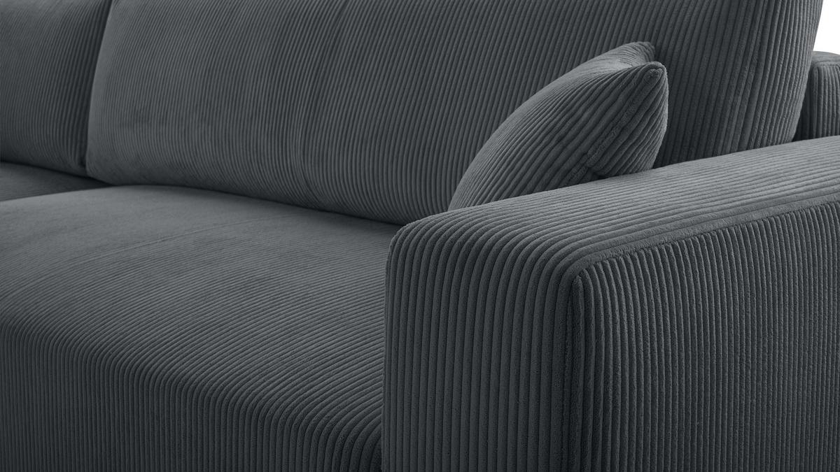 ECKSOFA L Form Catea Grau 279/145/84 cm Links mit Schlaffunktion - Schwarz/Grau, Kunststoff/Textil (145/279cm) - AX Living