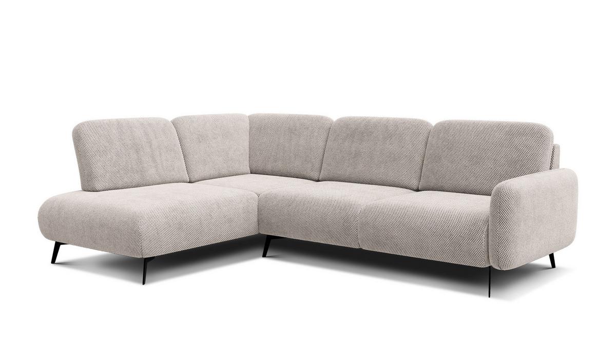 ECKSOFA FEBE 5-Sitzer links, beige - Beige/Schwarz, Holz/Textil (271/190cm) - Wozimo